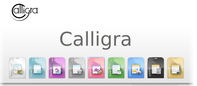 Interfaccia del software Calligra, suite di produttività open source per sistemi Linux