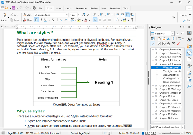 Documento aperto in LibreOffice Writer con la barra degli strumenti e il righello superiore