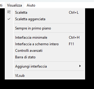 Attivare l’opzione Sempre in primo piano dal menu Visualizza di VLC su sistema operativo Windows per il Picture in Picture