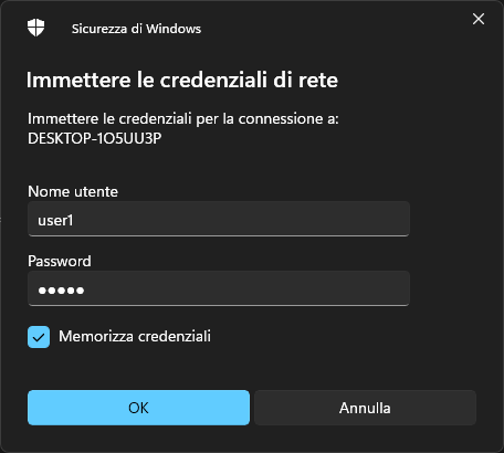 Inserimento del percorso UNC in Esplora File per connettersi alla cartella condivisa