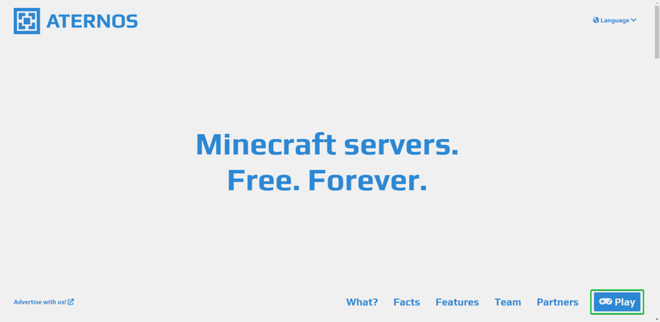 Appuyez sur le bouton sur le site Aternos pour démarrer la configuration du serveur Minecraft gratuit