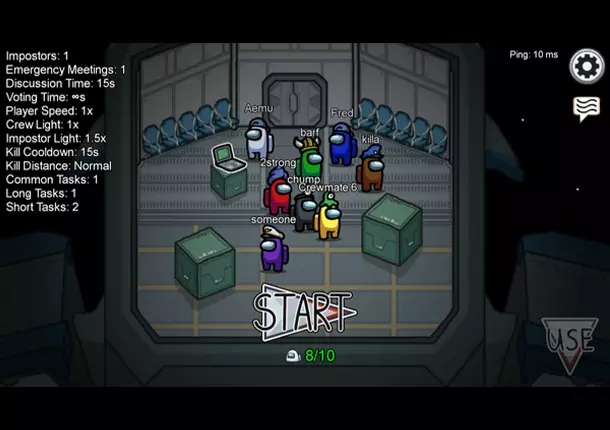 Parmi les Nous écran de jeu avec des personnages dans le bateau