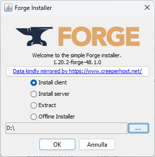 Official Minecraft Forge Shield pour installer le chargeur mod nécessaire pour JEI