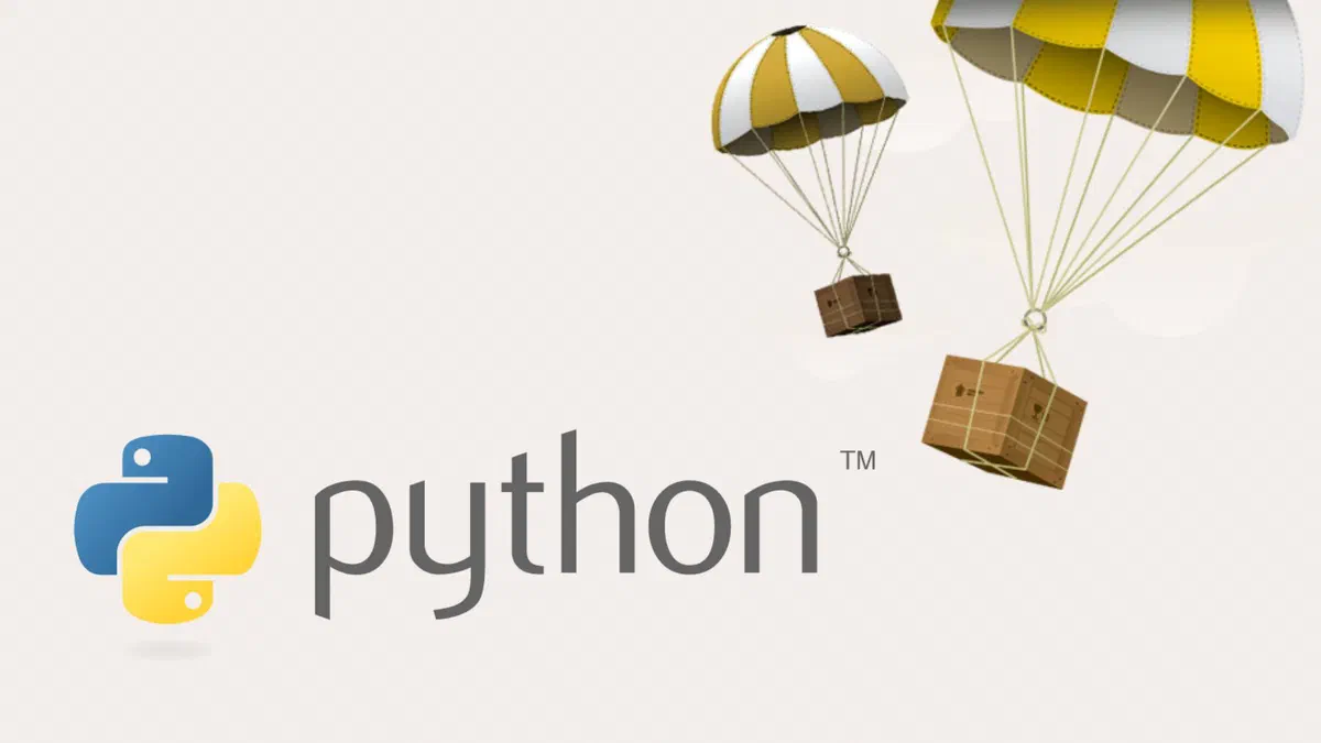 Logo di Python davanti a schermi con Windows, macOS e Linux