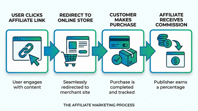 Schema di funzionamento dell’affiliate marketing per la monetizzazione web