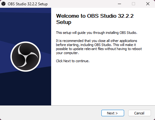 Procedura guidata di installazione di OBS Studio su sistema operativo Windows