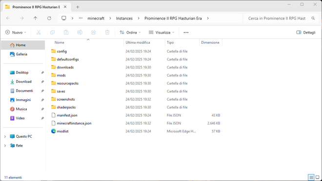 Captures d’écran de dossier dans le répertoire d’instance Minecraft