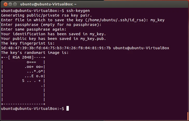 Terminale con ssh-keygen -t ed25519: frase di accesso, percorso dei due file e impronta della chiave