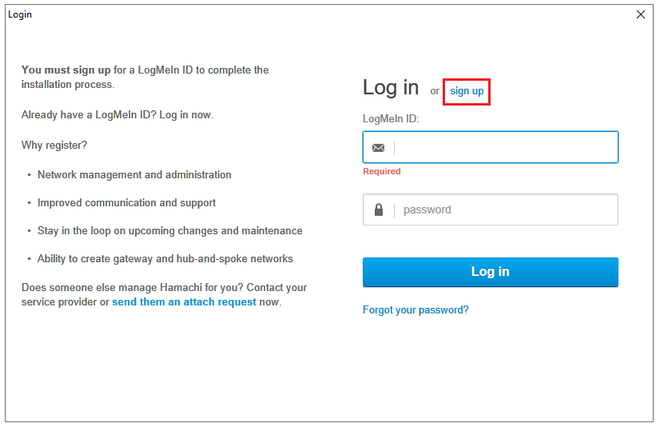 Connexion LogMeIn et compte de connexion