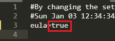Modifier le fichier eula.txt dans eula=true via Notepad