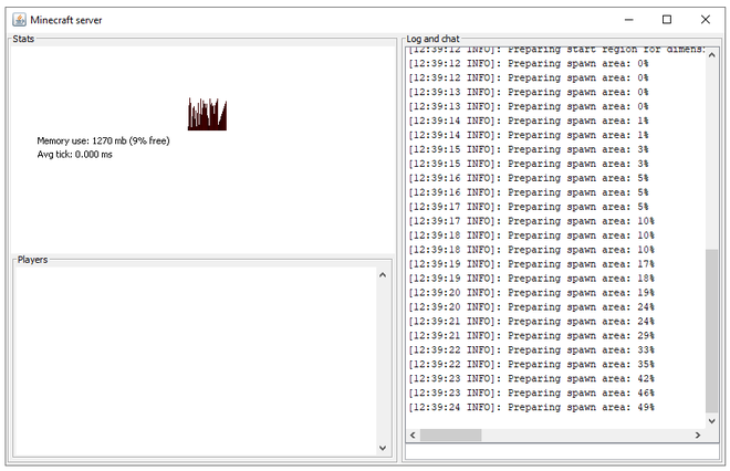 Interface graphique officielle du serveur Minecraft