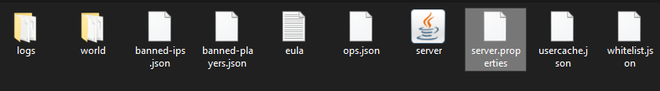 Localiser le fichier server.properties dans le dossier de jeu