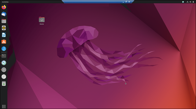 Visualizzazione dell’interfaccia desktop di Ubuntu caricata con successo su Windows via RDP