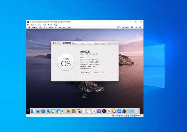 Schermata di benvenuto e avvio installazione del sistema macOS Catalina