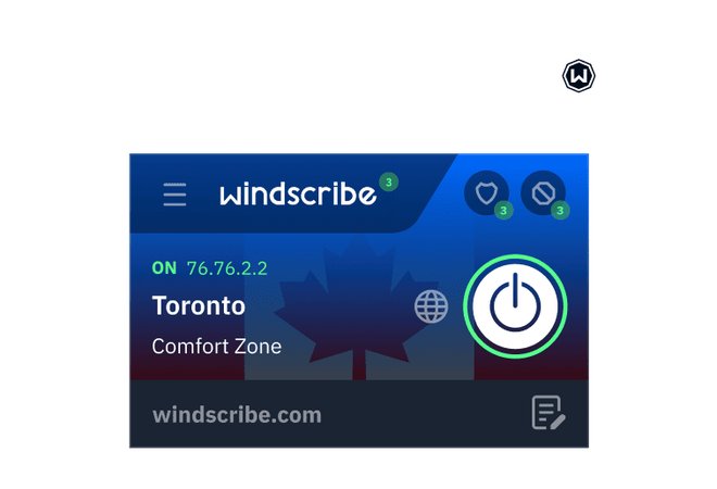 Estensione Windscribe per Chrome connessa a un server di Toronto