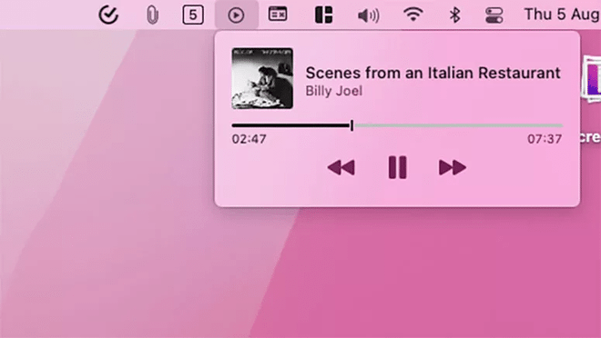 Impostazioni di macOS per aggiungere il lettore multimediale universale alla barra dei menu