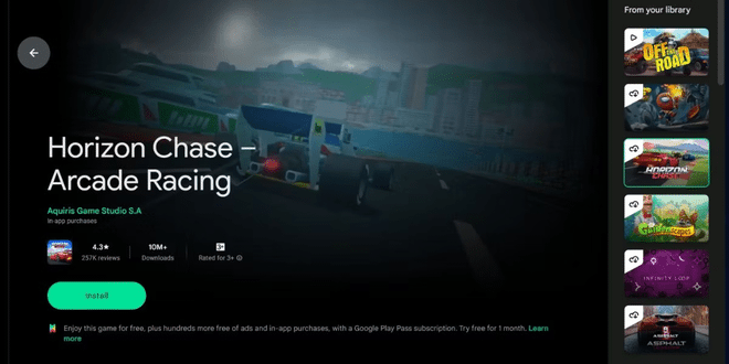 Fase conclusiva di installazione di un videogioco Android tramite Google Play Games su Windows