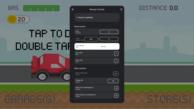 Menu di rimappatura dei comandi con i tasti assegnati ai controlli di un gioco