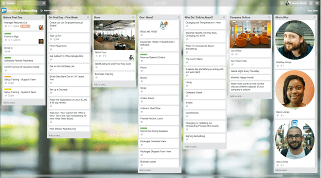 Template Trello dedicato all’onboarding e all’inserimento graduale dei nuovi dipendenti