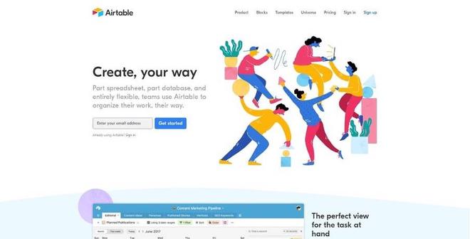 Panoramica generale del software Airtable e visualizzazione in stile database flessibile