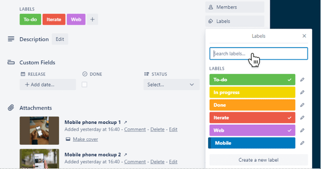 Utilizzo di etichette colorate per categorizzare e filtrare velocemente le task su Trello