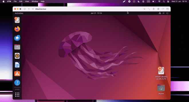 Schermata di installazione di Ubuntu Linux su Mac Apple Silicon