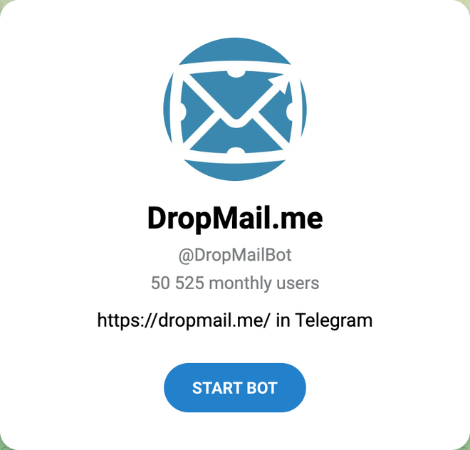 Generation of disposable emails for privacy with the DropMail bot