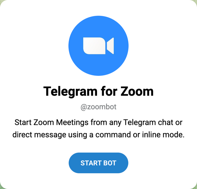 Integration and start of a Zoom call via Telegram bot