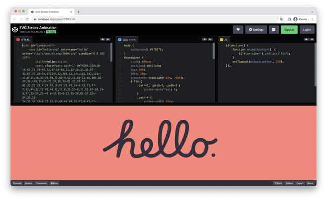 Schermata dell’interfaccia utente di CodePen con editor e anteprima in tempo reale