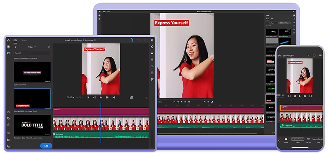 Schermata di montaggio video da smartphone con l’app mobile Adobe Premiere Rush