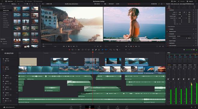 Pannello di color grading e correzione colore professionale all’interno di DaVinci Resolve Studio