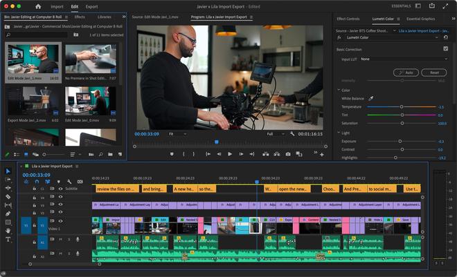 Pannelli di post-produzione ed editing della rinomata suite Adobe Premiere Pro per videomaker professionisti