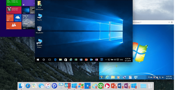 Schermata del software Parallels Desktop che esegue il sistema operativo Windows su un computer Mac