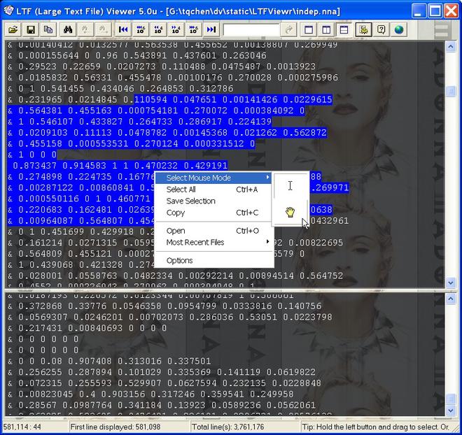 Interfaccia di Large Text File Viewer durante l’apertura di un file di testo di grandi dimensioni superiore a 1GB