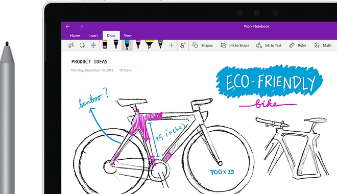 Strumenti di disegno e Selettore di Colore Ink in Microsoft OneNote