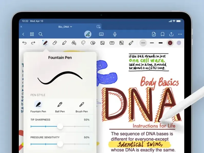 Esempio di quaderno digitale e strumenti di scrittura su Goodnotes 6