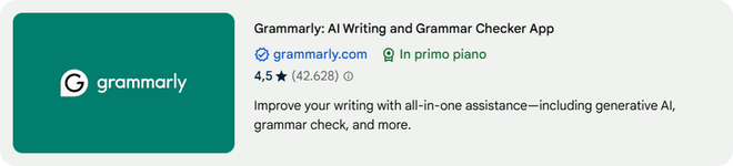 Esempio di correzione testo con l’estensione Grammarly per Google Chrome