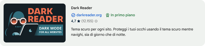Interfaccia e impostazioni dell’estensione Dark Reader per Chrome