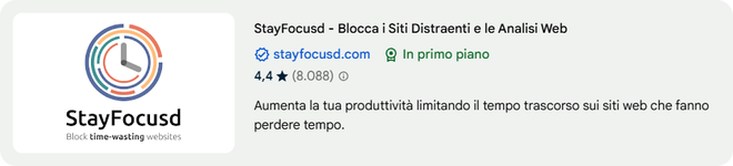Pannello di controllo dell’estensione StayFocusd per bloccare i siti web su Chrome