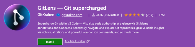 Detail of ‘Git blame’ inline annotations provided by the GitLens extension