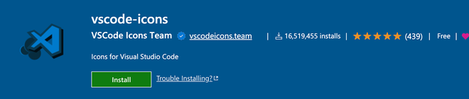 Example of the VSCode-icons graphic package that customizes directory tree