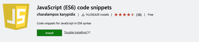Example of pre-compiled snippets in JavaScript ES6 quickly inserted into the project