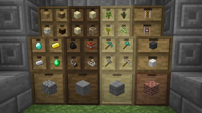 Murs entièrement recouverts de tiroirs de rangement pratiques générés par les tiroirs de rangement mod