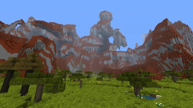 Aperçu des formations naturelles majestueuses et des forêts colorées du mod Oh The Biomes You’ll Go