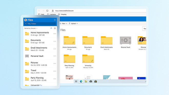 Logo e interfaccia di Microsoft OneDrive, il miglior cloud storage complessivo