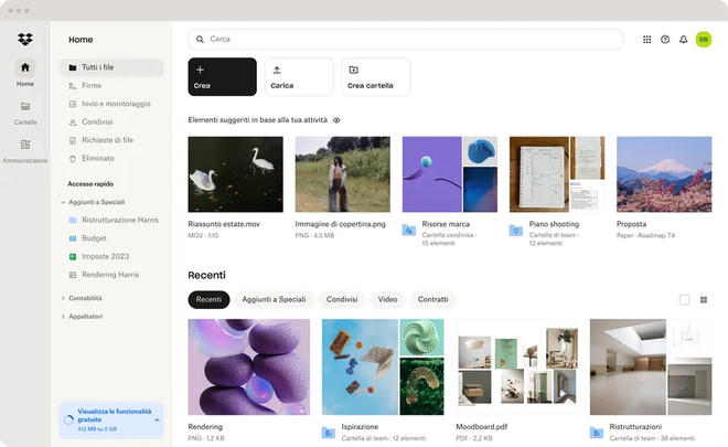 Logo di Dropbox, servizio pioniere della sincronizzazione cloud e integrazioni di terze parti