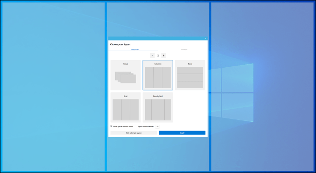 Gestore di layout FancyZones per posizionare le finestre di Windows 11 in griglie personalizzate
