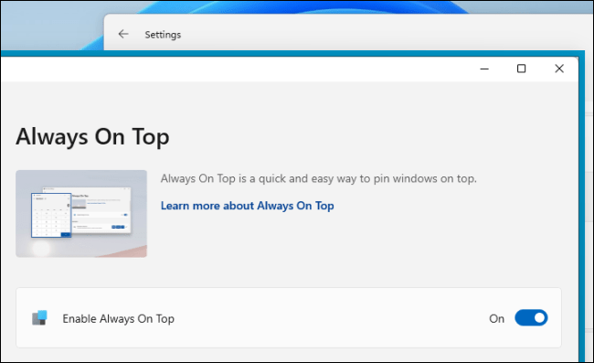 Impostazioni della funzione Sempre in primo piano di PowerToys per Windows 11