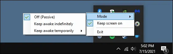 Impostazioni dello strumento Awake di PowerToys per bloccare la sospensione di Windows 11