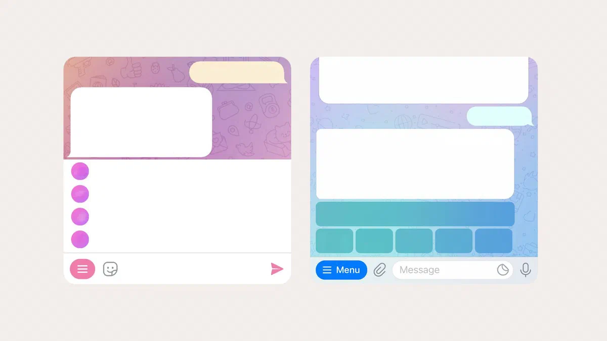 Chat di Telegram aperta su un bot che risponde a un comando mostrando il proprio menu